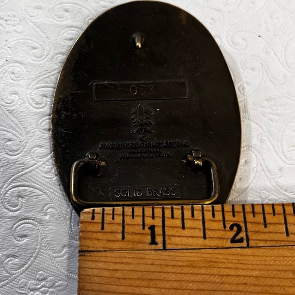 1985 College National Finals Rodeo Belt Buckle Bozeman MT CNFR Solid Brass - Picture 13 of 15